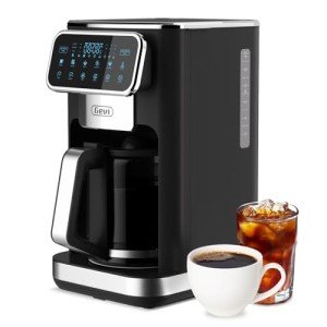 Gevi 12 Cup Programmable Drip Coffee Maker with Touch Screen, Fast and Strong Brew, Auto Shut-Off, 4-Hour Keep Warm Plate, Iced Coffee Option, Anti-Drip System, Permanent Filter