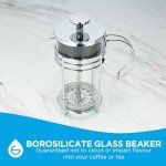 GROSCHE MADRID French Press - Premium Coffee and Tea Maker - 0.35L - 11.8oz - Borosilicate Glass Beaker - Dual Filter System For Rich Brew - Versatile Brewing | Stainless Steel Filter