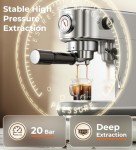 atatix Espresso Machine with Milk Frother, 20 Bar High Pressure Professional Espresso Maker Automatic, Compact Stainless Steel Coffee Machine for Cappuccino, Latte, Gift for Coffee Lover, Silver