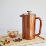 Highwin 8-Cup Double Wall Insulated Stainless Steel French Coffee Press, 32-Ounce Durable Coffee Tea Maker with Stainless Steel Plunger, Copper