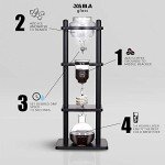 Yama Cold Brew Maker I Ice Coffee Machine With Slow Drip Technology I Makes 6-8 cups (32oz), Large Capacity Cold Brew Coffee Tower, Black Wood Straight Frame