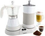 FUOCCI Espresso Maker With Milk Frother 3 To 5 Cups Italian Coffee Maker Electric Moka Pot And Frother For Cappuccino, Mocha, Latte Macchiato Cuban Coffee Maker Electric Cafeteras Electricas Modernas