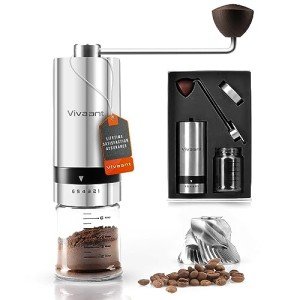Vivaant Manual Coffee Grinder — Hand Coffee Grinder with Adjustable Dragon Tooth Stainless Steel Conical Burr, No-Power, Manual Coffee Grinder for Drip Coffee, Espresso, French Press, and More!