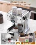 Frossvt Espresso Machine 20 Bar, Milk Frother Steam Wand, 60oz (1.8 Liters) Water Tank, 1350W for Home Barista Espresso Latte Macchiato and Cappuccino Maker