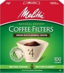 Melitta #4 Cone Coffee Filters, Unbleached Natural Brown, 100 Count (Pack of 3) 300 Total Filters Count - Packaging May Vary