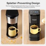 Tastyle Single Serve Coffee Maker for K Cup, Ground and Tea Leaves, Hot and Iced Coffee Machines with Bold Setting, 6 to 16 Oz Brew Sizes, Compact for Small Spaces, Black (2.0 Version)
