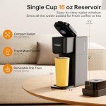 Tastyle Single Serve Coffee Maker for K Cup, Ground and Tea Leaves, Hot and Iced Coffee Machines with Bold Setting, 6 to 16 Oz Brew Sizes, Compact for Small Spaces, Black (2.0 Version)