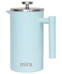 MIRA 20 oz Insulated French Press - Stainless Steel Coffee & Tea Maker - Double Wall Temperature Control Brewer, Pearl Blue