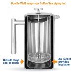 MIRA 20 oz Insulated French Press - Stainless Steel Coffee & Tea Maker - Double Wall Temperature Control Brewer, Pearl Blue