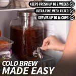 Zulay Kitchen 1 Gallon Cold Brew Coffee Maker - Large Iced Tea & Cold Brew Pitcher with Extra-Thick Glass & Stainless Steel Infuser - Cold Brew Coffee Maker with Airtight Lid & Spout (Silver)