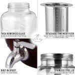 Zulay Kitchen 1 Gallon Cold Brew Coffee Maker - Large Iced Tea & Cold Brew Pitcher with Extra-Thick Glass & Stainless Steel Infuser - Cold Brew Coffee Maker with Airtight Lid & Spout (Silver)