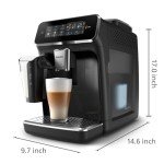 PHILIPS Series 3300 Fully Automatic Espresso Machine - 6 Hot & Iced Drinks, LatteGo Milk System, 40% Quieter SilentBrew, Ceramic Grinder, Aquaclean Filter, Glossy Black (EP3341/50)