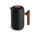 Fellow Clara French Press Coffee Maker - Portable Stainless Steel Coffee Press, Insulated Manual Brewer, Matte Black with Walnut, 24 oz Carafe