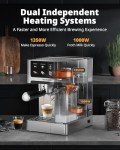 AIRMSEN Espresso and Cappuccino Machine - 20 Bar Dual Boiler Latte Machines with Automatic Milk Frother - 3 in 1 Coffee Maker with LED Touch Control - Stainless Steel, Silver
