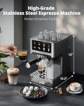 AIRMSEN Espresso and Cappuccino Machine - 20 Bar Dual Boiler Latte Machines with Automatic Milk Frother - 3 in 1 Coffee Maker with LED Touch Control - Stainless Steel, Silver