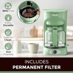MÜELLERHOME 12-Cup Drip Sage Green Coffee Maker, Borosilicate Carafe, Auto-Off, Reusable Filter, Anti-Drip, Keep-Warm Function, Clear Water Level Window, Green Kitchen Accessories & Décor