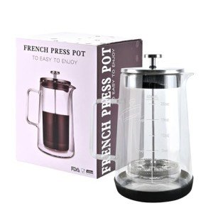 TheJze Glass French Press Coffee machine, 22 oz /650 ml glass French press, 304 stainless steel filter, easy to clean, durable and stylish design, coffee lovers' choice