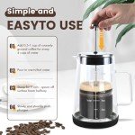 TheJze Glass French Press Coffee machine, 22 oz /650 ml glass French press, 304 stainless steel filter, easy to clean, durable and stylish design, coffee lovers' choice