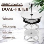 TheJze Glass French Press Coffee machine, 22 oz /650 ml glass French press, 304 stainless steel filter, easy to clean, durable and stylish design, coffee lovers' choice