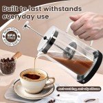 TheJze Glass French Press Coffee machine, 22 oz /650 ml glass French press, 304 stainless steel filter, easy to clean, durable and stylish design, coffee lovers' choice