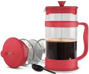 Utopia Kitchen 51 Ounce 1.5 Liter French Press Coffee Maker, Tea Maker, Travel Coffee Presses, Heat Resistant Thickened Borosilicate Coffee Pot for Camping Travel Gifts, Red Pack of 1