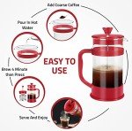 Utopia Kitchen 51 Ounce 1.5 Liter French Press Coffee Maker, Tea Maker, Travel Coffee Presses, Heat Resistant Thickened Borosilicate Coffee Pot for Camping Travel Gifts, Red Pack of 1