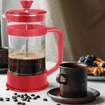 Utopia Kitchen 51 Ounce 1.5 Liter French Press Coffee Maker, Tea Maker, Travel Coffee Presses, Heat Resistant Thickened Borosilicate Coffee Pot for Camping Travel Gifts, Red Pack of 1