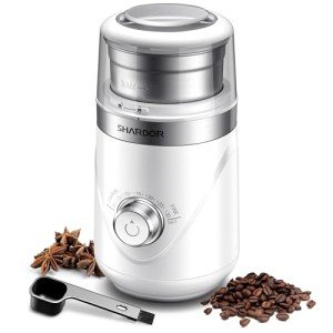 SHARDOR Adjustable Coffee Grinder Electric, Herb Grinder, Spice Grinder, Coffee Bean Grinder, Espresso Grinder with Removable Stainless Steel Wet and Dry Bowl, White, Upgraded 2.0