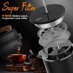 IKAPE French Press Coffee Maker, 34 OZ 304 Stainless Steel Espresso Coffee & Tea Maker with 4 Level Filtration System(Black)