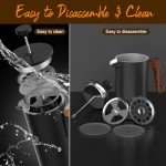 IKAPE French Press Coffee Maker, 34 OZ 304 Stainless Steel Espresso Coffee & Tea Maker with 4 Level Filtration System(Black)