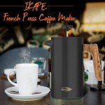 IKAPE French Press Coffee Maker, 34 OZ 304 Stainless Steel Espresso Coffee & Tea Maker with 4 Level Filtration System(Black)