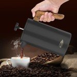 IKAPE French Press Coffee Maker, 34 OZ 304 Stainless Steel Espresso Coffee & Tea Maker with 4 Level Filtration System(Black)
