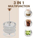 Rorence 34oz French Press Coffee Maker, Coffee Press with Real Wood Handle & Plunger Head, Double Wall Insulation & Dual-Filter Screen, incl. replaced filters & instructions, Black
