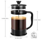 Utopia Kitchen 12 Ounce 0.35 Liter French Press Coffee Maker, Tea Maker, Travel Coffee Presses, Heat Resistant Thickened Borosilicate Coffee Pot for Camping Travel Gifts, Black Pack of 1