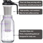 HomeCheer 2 Set 64 oz (2 Quart), Black Cold Brew Coffee Maker, Iced Tea Machines, Thick Glass with Pour Spout Handle Lid, Stainless Steel Filter for Iced Coffee, Fruit Drinks or Sun Tea (2)