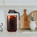 HomeCheer 2 Set 64 oz (2 Quart), Black Cold Brew Coffee Maker, Iced Tea Machines, Thick Glass with Pour Spout Handle Lid, Stainless Steel Filter for Iced Coffee, Fruit Drinks or Sun Tea (2)
