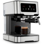 Chefman CraftBrew Espresso Machine, 15-Bar Pump Digital Espresso Maker w/Steam Wand for Latte & Cappuccino, Compact Espresso Coffee Machine w/ 1.8L Removable Water Reservoir - Stainless Steel