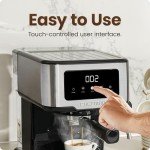 Chefman CraftBrew Espresso Machine, 15-Bar Pump Digital Espresso Maker w/Steam Wand for Latte & Cappuccino, Compact Espresso Coffee Machine w/ 1.8L Removable Water Reservoir - Stainless Steel