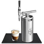 Stainless Steel 128 oz Nitro Cold Brew Coffee Maker - Portable Mini Keg System - with Stout Creamer Faucet Large Home Keg - Collapsible Funnel & Drip Mat