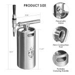 Stainless Steel 128 oz Nitro Cold Brew Coffee Maker - Portable Mini Keg System - with Stout Creamer Faucet Large Home Keg - Collapsible Funnel & Drip Mat
