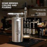 Stainless Steel 128 oz Nitro Cold Brew Coffee Maker - Portable Mini Keg System - with Stout Creamer Faucet Large Home Keg - Collapsible Funnel & Drip Mat