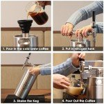 Stainless Steel 128 oz Nitro Cold Brew Coffee Maker - Portable Mini Keg System - with Stout Creamer Faucet Large Home Keg - Collapsible Funnel & Drip Mat