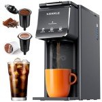 KIDISLE Hot & Iced Coffee Maker for K-Cups & Ground Coffee, Single-Serve Brewer with Bold Setting, Reusable Filter, Travel Mug Friendly, Compact & Quick Brew, Grey