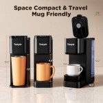 Tastyle Hot & Iced Coffee Maker with Magnetic K-Pod Organizer (Pods Not Included), Stores 10 Pods, 4-5 Cups Coffee Maker & Single-serve Brewer for K Cup & Grounds, 40oz Removable Water Tank, Black