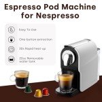 beanglass Espresso Pod Machine for Home, Compact Capsule Coffee Maker for NS Original Pods, 20 Bar High Pressure Pump, 22oz Removable Water Tank, Adjustable Cup Tray (White)