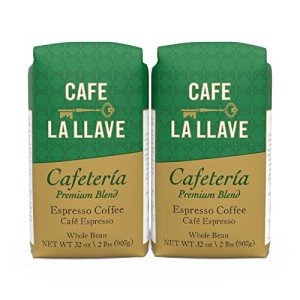 Cafe La Llave Whole Bean Espresso Coffee, Premium Dark Roast, 32 oz Bags (Pack of 2) - Rich Cuban-Style Blend