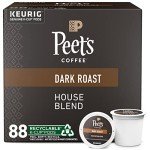 Peet's Coffee, Dark Roast Keurig K-Cup Pods - House Blend 88 Count (4 Boxes of 22 K-Cup Pods)
