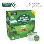 Green Mountain Coffee Roasters Half Caff, Single-Serve Keurig K-Cup Pods, Medium Roast Coffee Pods, 32 Count