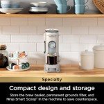 Ninja Pod & Grounds Specialty XL Single-Serve Coffee Maker, K-Cup Pod Compatible, Brews Grounds, Compact Design, Built-In Milk Frother, 68-oz. Reservoir, 6-oz. Cup to 24-oz. Mug Sizes, Stone, PB055AST