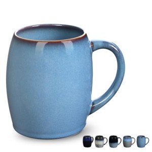 Handmade Coffee Mugs 20 Oz,Funny Coffee Mug with Handle,Handcrafted Ceramic Beer Mugs for Home,Unique Retro Glazed Pottery Mugs Handmade for Women and Men,Dishwasher and Microwave Safe,Fog Blue